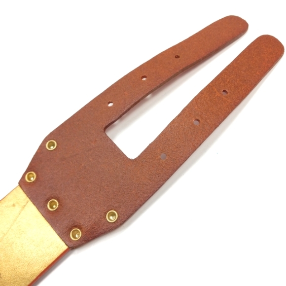 VIA SPIGA Burnt Orange Leather Belt Double Strap Gold Metal Buckles & St… - Picture 6 of 16